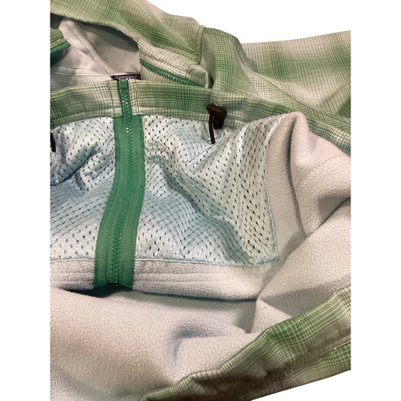 Patagonia Slopestyle Hoody Plaid Zip Green Blue Lightweight Hooded fleece line L - Picture 4 of 4